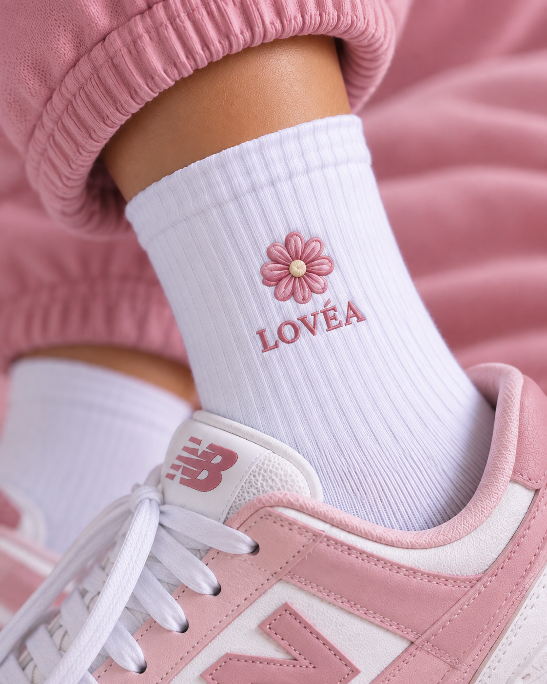 LOVÉA Icon Flower sokk i rosa
