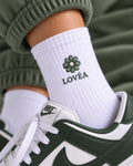 LOVÉA Icon Flower sokk i dyp grønn